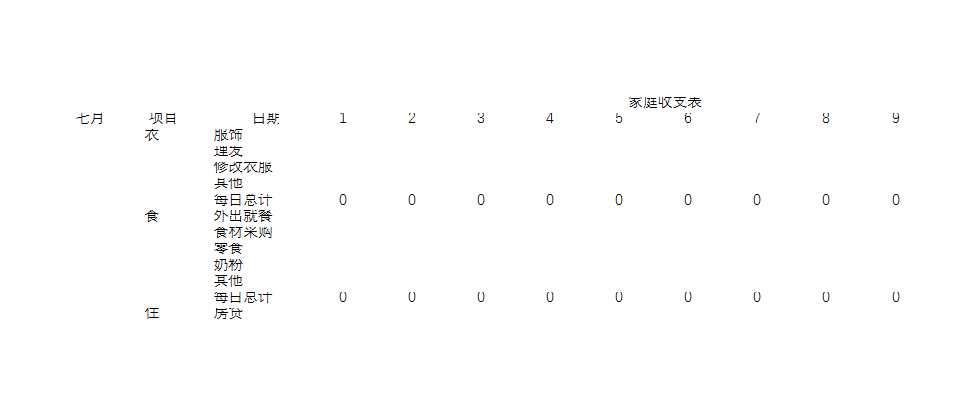 家庭收支表Excel模板_08