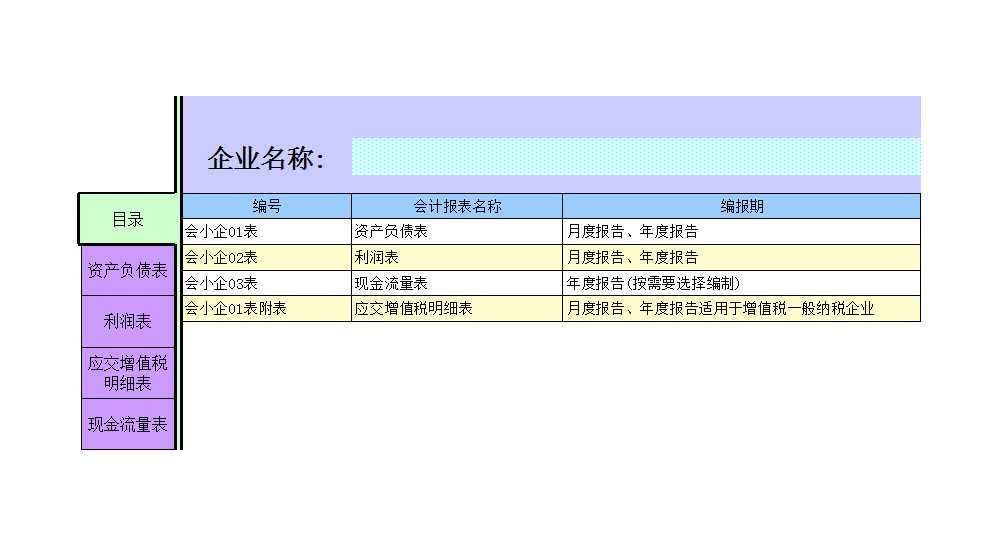 小企業報表Excel模板