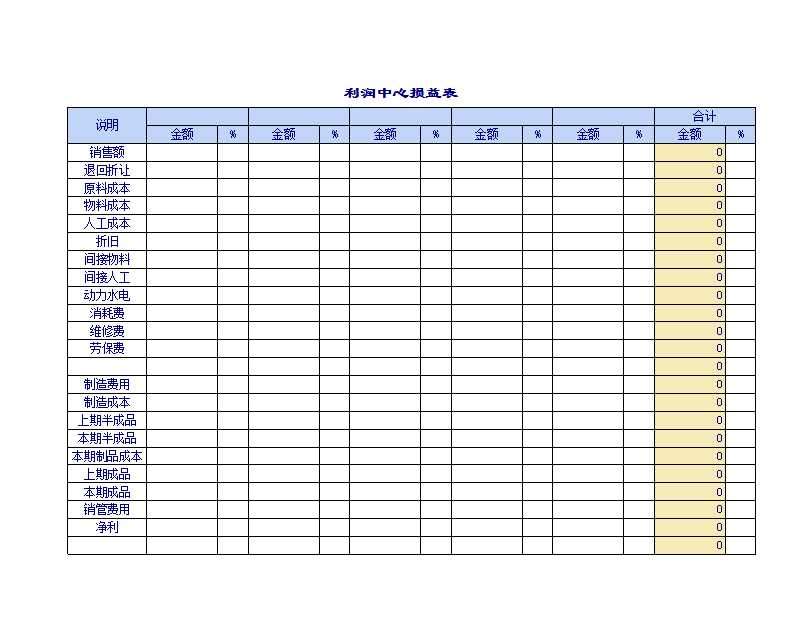 利润中心往来表Excel模板_04