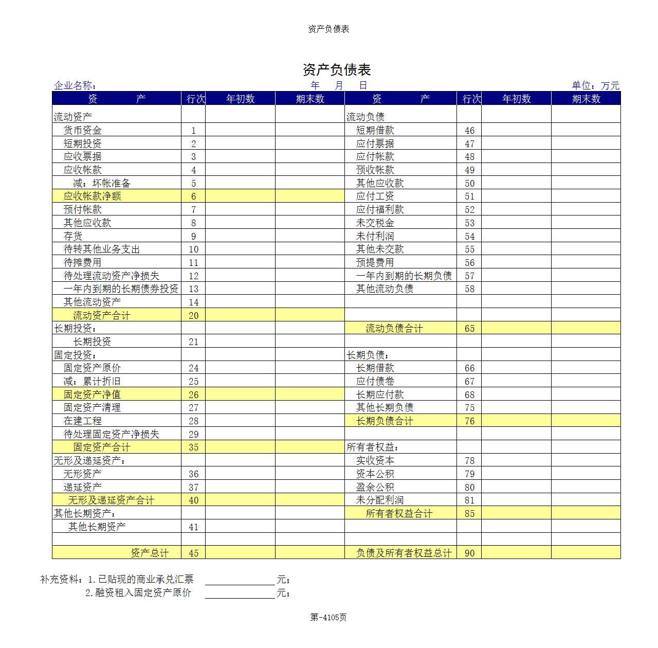 資產(chǎn)負(fù)債表Excel模板