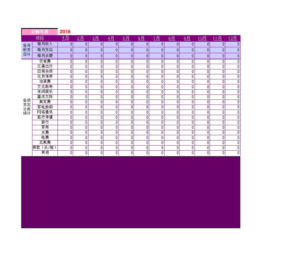 家庭记账表Excel模板