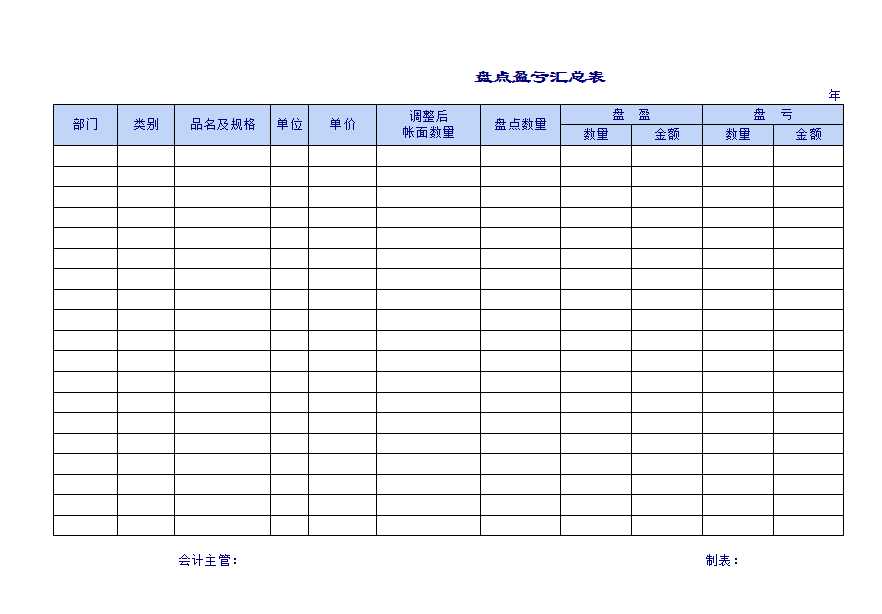 企業(yè)公司使用的盤點(diǎn)表Excel模板