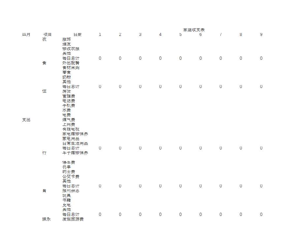 家庭收支表Excel模板_05