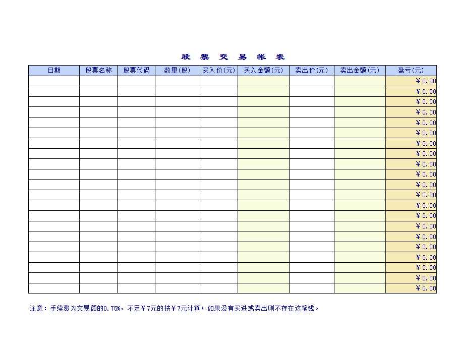 股票投资管理系统Excel模板