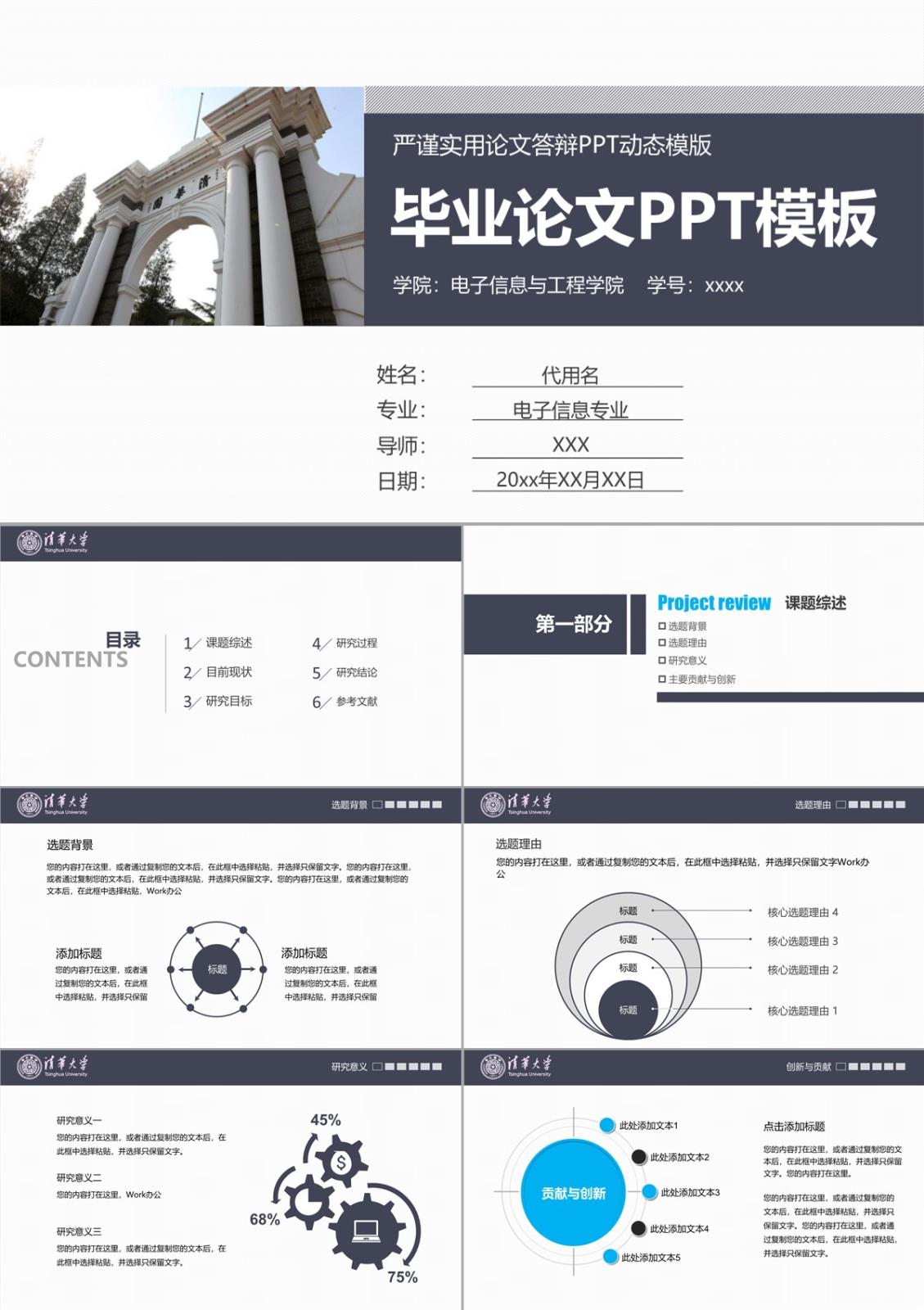 電子信息工程研究答辯PPT模板