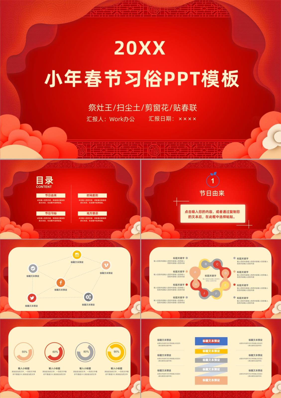 小年春節傳統風俗文化詳解PPT模板