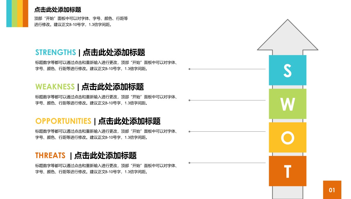 SWOT 分析图-商业图表-彩色时尚-3PPT模板