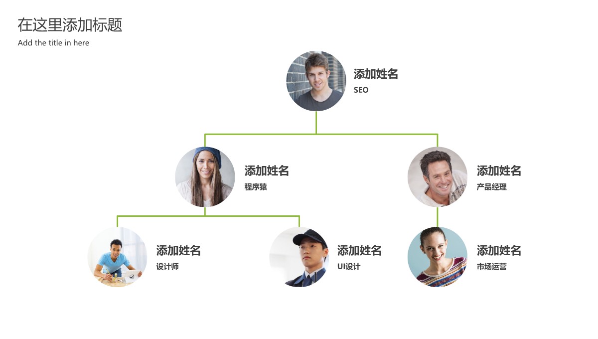 简洁带头像PPT组织结构图-1PPT模板