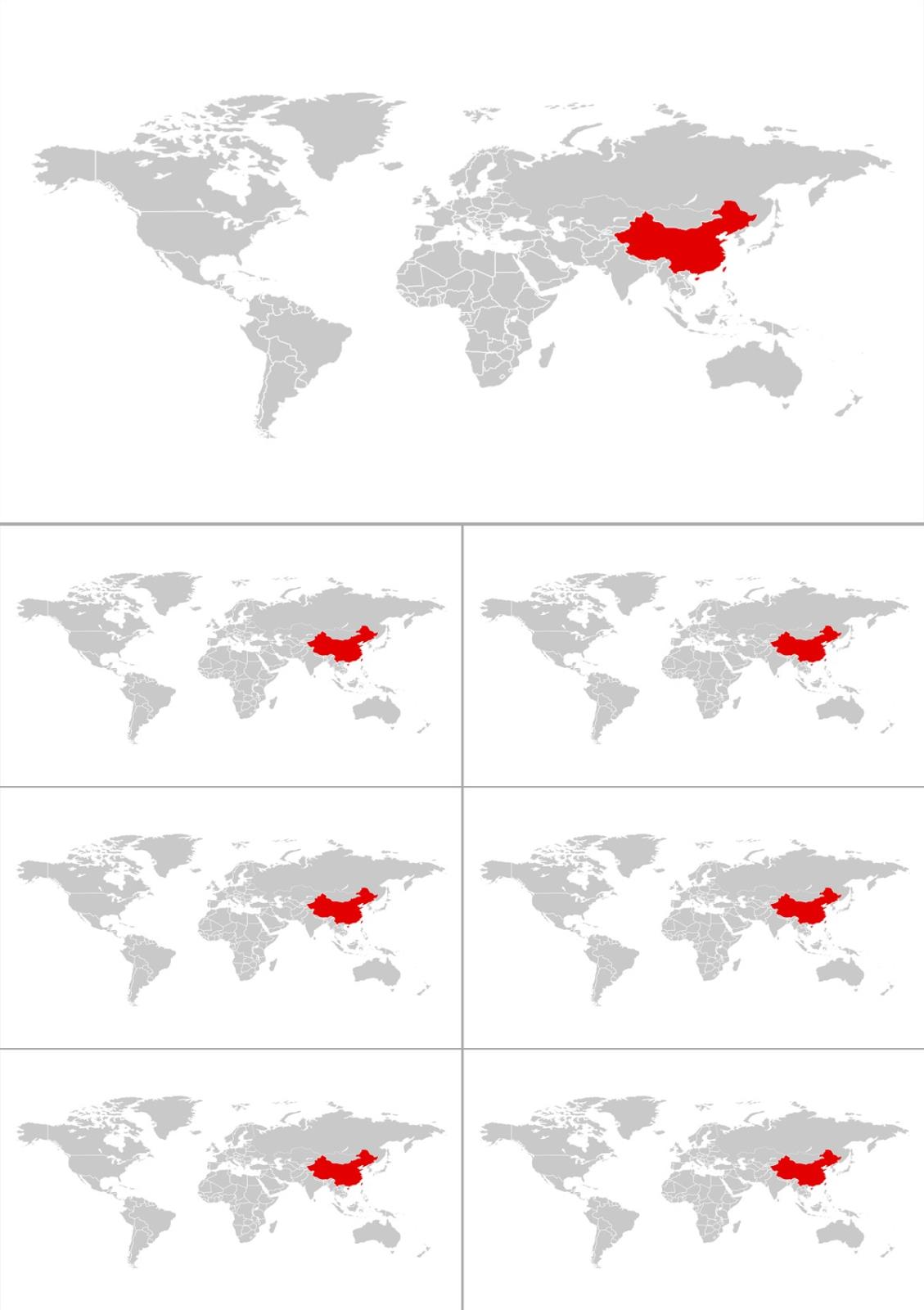 所有国家都可编辑世界地图-1PPT模板