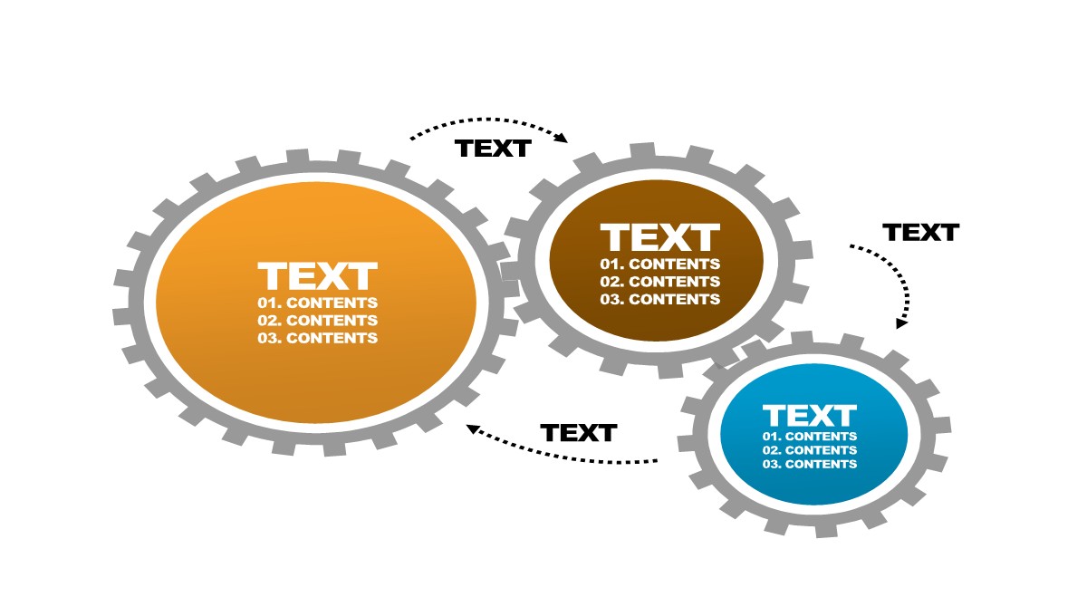 扁平化齿轮联动PPT图表PPT模板