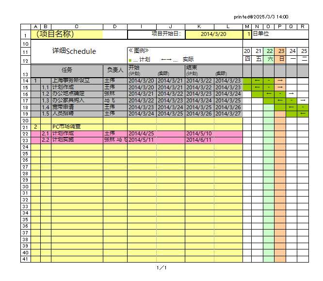 Excel 甘特图(计划实绩自动显示)Excel模板_02