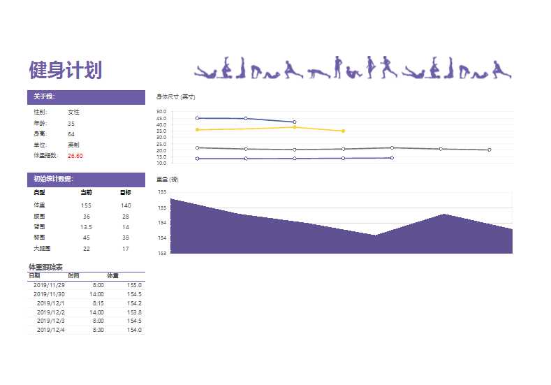 健身計劃-Excel圖表Excel模板