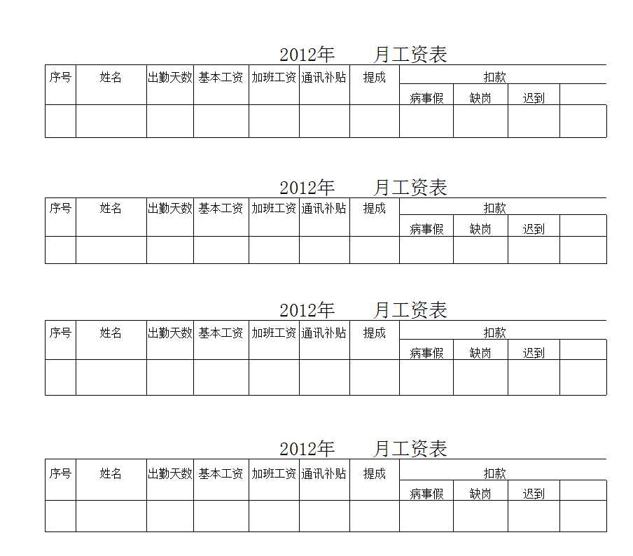 工資明細(xì)匯總表Excel模板